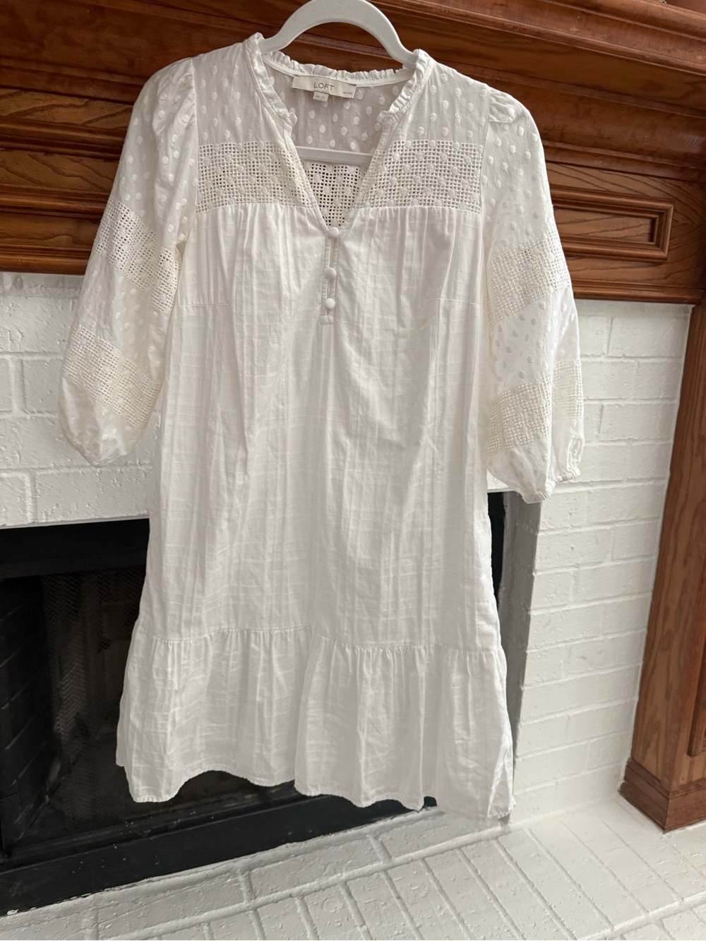 LOFT White Eyelet Cotton Mini Dress